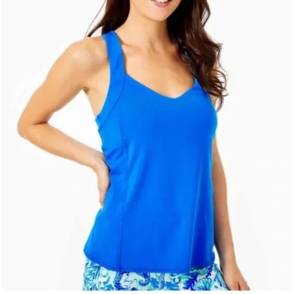 Lilly Pulitzer Tops - Lilly Pulitzer Luxletic UPF 50 Pilar Bra tank in Blue Size M